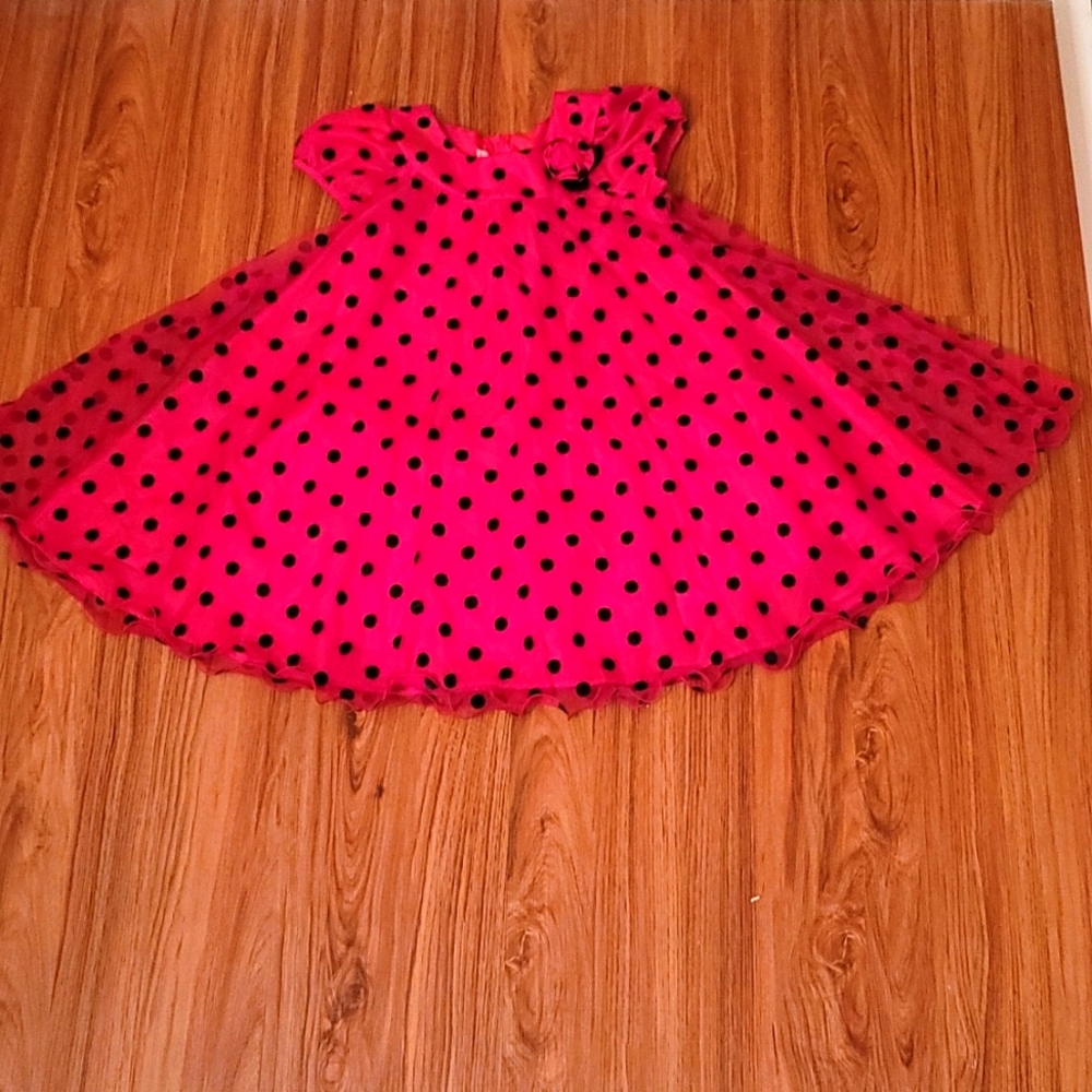 New no tags red dress with black velvet pokla dots  Sz 6 - Picture 2 of 10